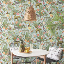 Load image into Gallery viewer, Tropical Zoo Peel + Stick Wallpaper