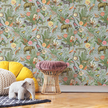 Load image into Gallery viewer, Tropical Zoo Peel + Stick Wallpaper