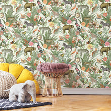 Load image into Gallery viewer, Tropical Zoo Peel + Stick Wallpaper