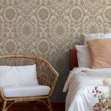 Load image into Gallery viewer, Boho Baroque Damask Peel + Stick Wallpaper