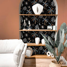 Load image into Gallery viewer, EttaVee Nuit Tropicale Peel + Stick Wallpaper