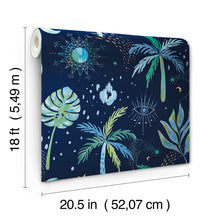 Load image into Gallery viewer, EttaVee Nuit Tropicale Peel + Stick Wallpaper