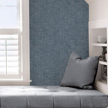 Load image into Gallery viewer, Blue Linen Peel + Stick Wallpaper