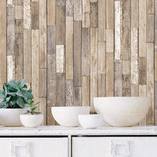 Load image into Gallery viewer, Weathered Barnwood Peel + Stick Wallpaper