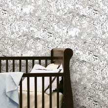 Load image into Gallery viewer, Sketched Woodland Peel + Stick Wallpaper