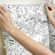 Load image into Gallery viewer, Sketched Woodland Peel + Stick Wallpaper