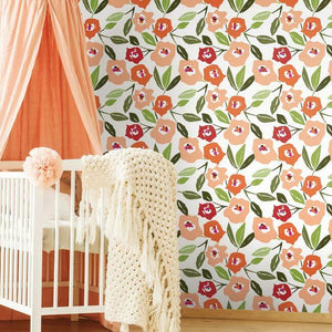 Jane Dixon Block Print Blooms Peel + Stick Wallpaper