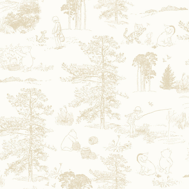 Winnie the Pool Toile Peel + Stick Wallpaper