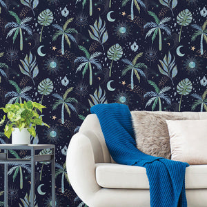 EttaVee Nuit Tropicale Peel + Stick Wallpaper