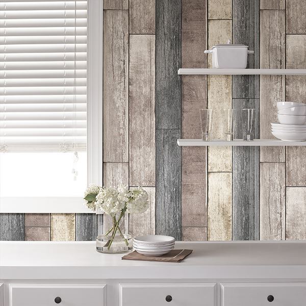 Reclaimed Wood Planks Peel + Stick Wallpaper