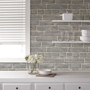 Gray Brick Peel + Stick Wallpaper
