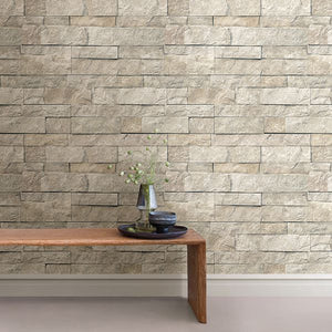 Light Stacked Slate Peel + Stick Wallpaper