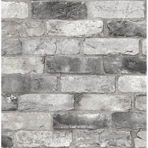 Gray and White Brick Peel + Stick Wallpaper