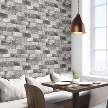 Load image into Gallery viewer, Gray and White Brick Peel + Stick Wallpaper
