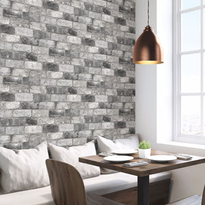 Gray and White Brick Peel + Stick Wallpaper