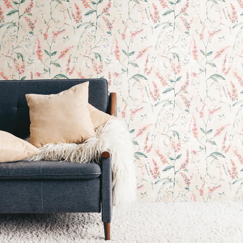 Watercolor Floral Sprig Peel + Stick Wallpaper