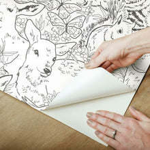 Load image into Gallery viewer, Sketched Woodland Peel + Stick Wallpaper
