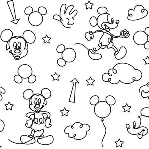 Mickey Mouse Line Art Peel + Stick Wallpaper