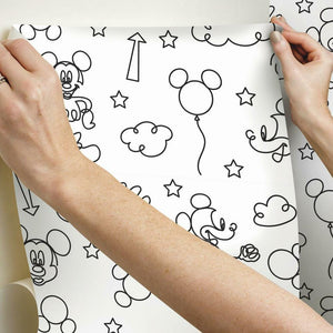 Mickey Mouse Line Art Peel + Stick Wallpaper