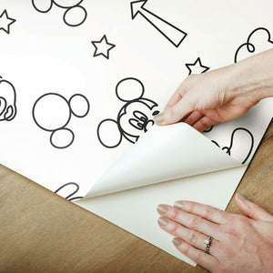 Mickey Mouse Line Art Peel + Stick Wallpaper