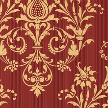 Load image into Gallery viewer, Red and Gold Royal Damask Wallpaper
