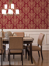 Load image into Gallery viewer, Red and Gold Royal Damask Wallpaper
